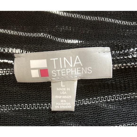 Tina Stephens Lightweight Sheer Sweater Womens Large Black White Stripes Classic - Picture 7 of 8